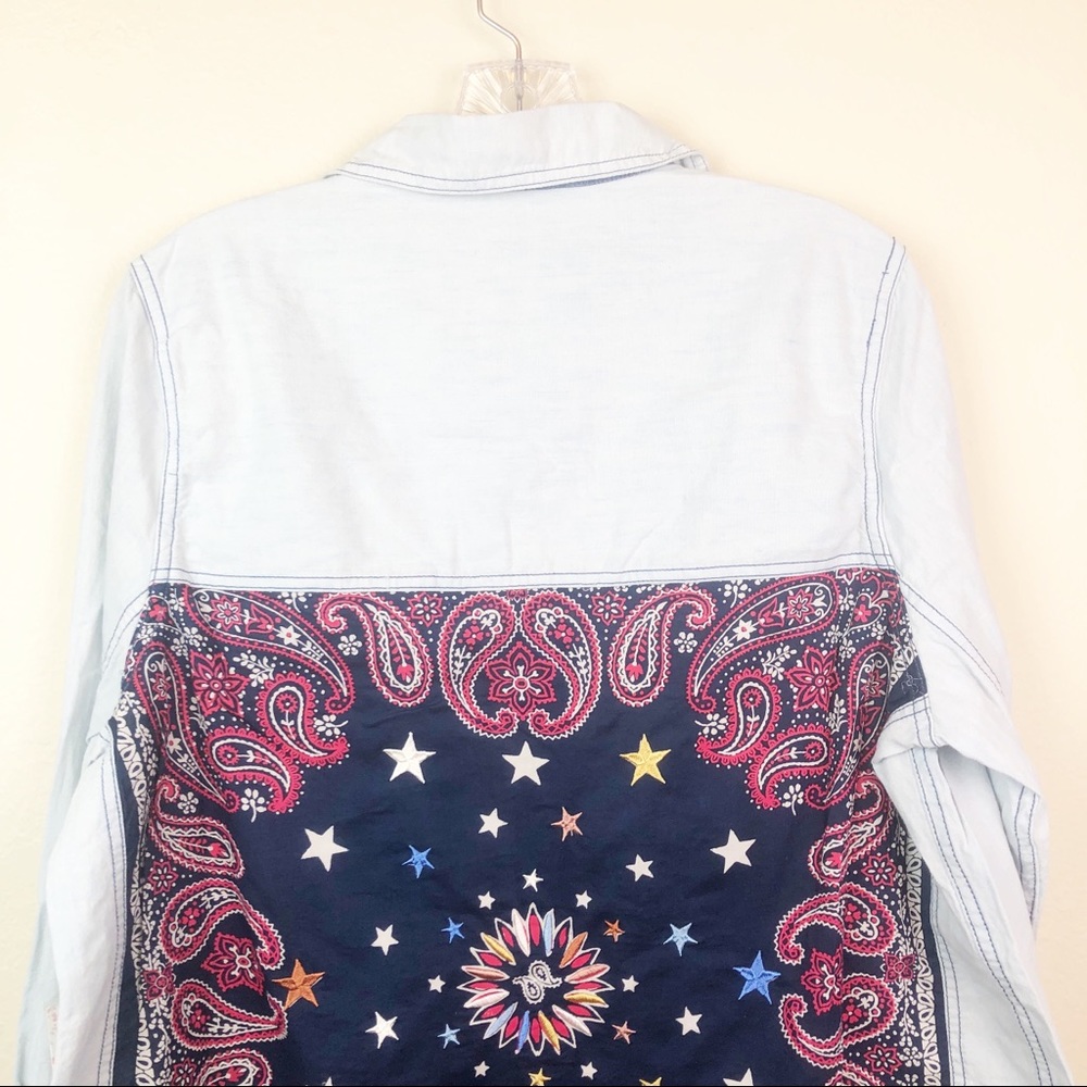 Free People Bandana Blue Bandit Top G533 - Picture 5 of 8